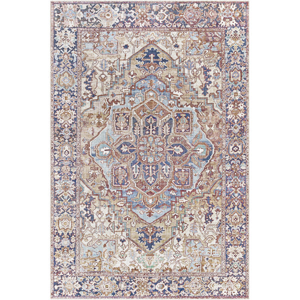 Mistana™ Albion Power Loom Performance Blue/Brown Rug & Reviews Wayfair